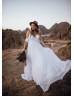 White Chiffon Summer Boho Wedding Dress With Ruffles White Chiffon Summer Boho Wedding Dress With Ruffles